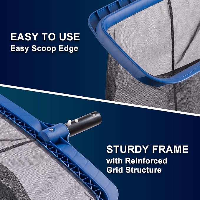 Fine Mesh Pool Skimmer Net & Pool Brush Kit, Durable Pool Cleaning Kit Includes Pool Net Skimmer with Sturdy Frame &17.5" Professional Pool Brush Head for Inground Pools & Above Ground Pools