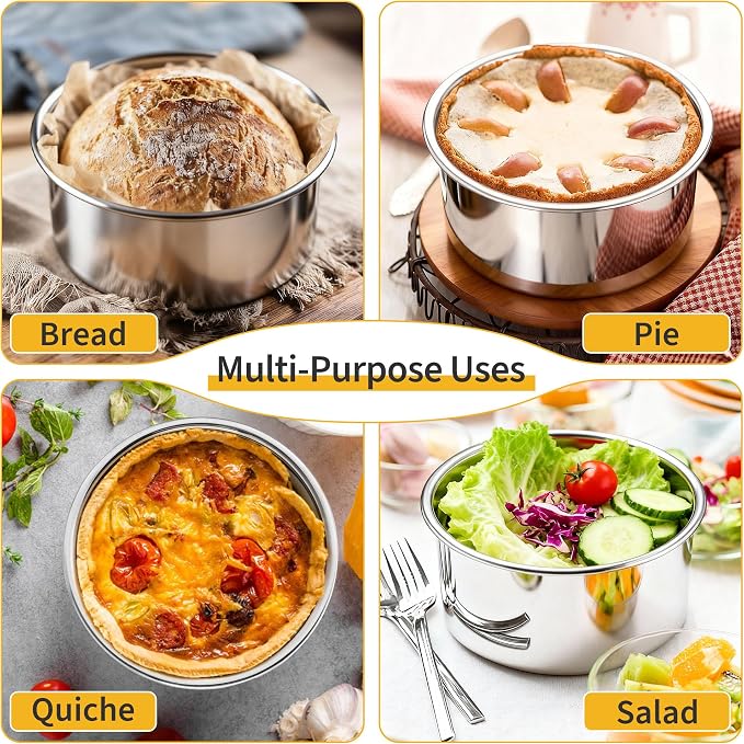 TeamFar 5 Inch Cake Pan Set of 3, Stainless Steel Small Layer Cake Baking Pans Tins, Round Bakeware for Birthday Wedding Party, Non-Toxic & Healthy, Mirror Finish & Dishwasher Safe