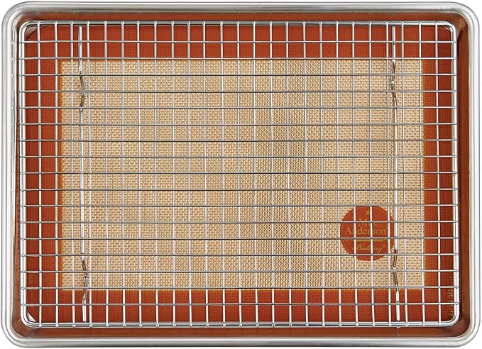 Mrs. Anderson’s Baking Non-Stick Silicone Quarter-Size Baking Mat Set, 8.5-Inch x 12-Inch, Set of 2