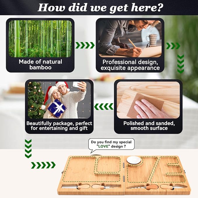Charcuterie Board Gifts for Women: Bamboo Folding Cheese Board with Knife | Unique White Elephant Gift Wedding Housewarming Mothers Day Birthday Party Bridal Shower Gift