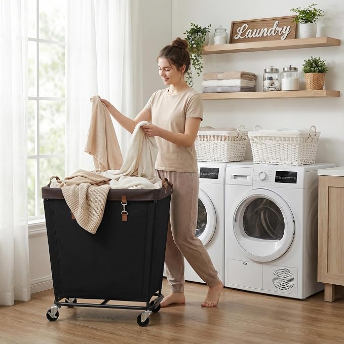 StorageWorks 210L Laundry Basket with Wheels, Rolling Hampers for Clothing