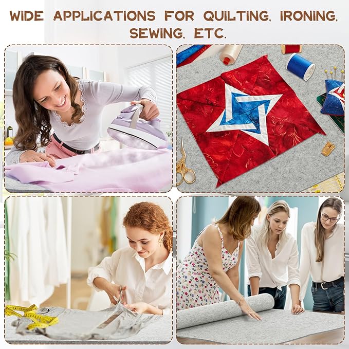 HunnmingRe 22" x 60" Wool Pressing Mat, Extra Large 100% New Zealand Wool Ironing Mat for Quilting Supplies, Sewing, Embroidery, 0.5 Thick Heat-Resistant Double Non-Slip Sided Ironing Pad