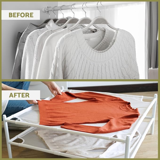 Sweater Drying Rack, 2-Pack Stackable Flat Clothes Drying Rack, Laundry Drying Rack, Mesh Air Flat Dryer, Portable Dry Rack for Indoor & Outdoor