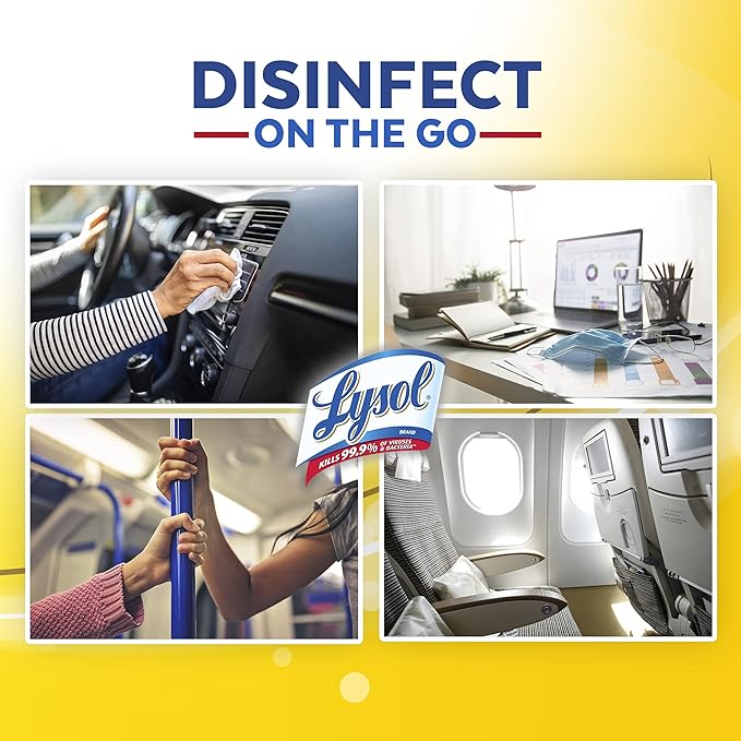 Lysol Disinfecting Wipes To-Go Pack, Lemon Scent, 15 Count (Pack of 2)