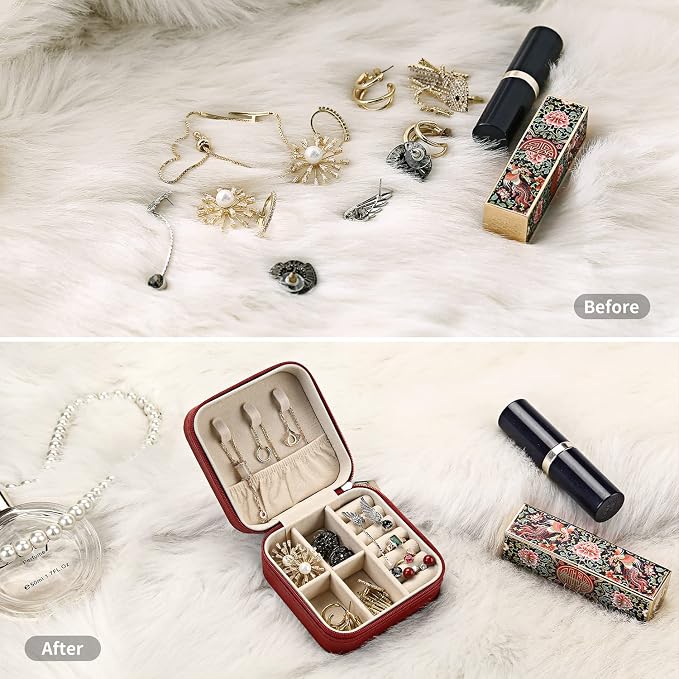 TRODANCE Mini Jewelry Case, Small Travel Jewelry Organizer, Portable Jewelry Box Mini Storage Organizer Display Box For Rings Earrings Necklaces (5Color-5pcs)