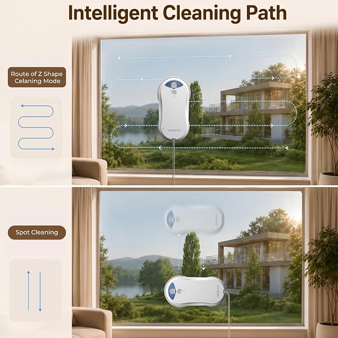X6 Window Cleaning Robot for High Windows, Inside/Outside, 6400Pa Suction | Strong Suction, Dual-Spray, Edge Detect, Smart Navigation, Slim Round Shape, Automatic Window Cleaner Inside/Outside