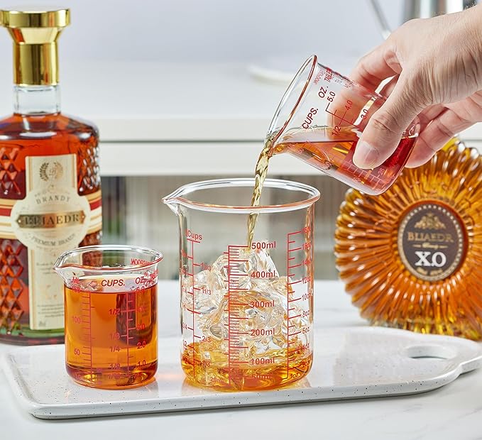 High Borosilicate Glass Measuring Cup-V-Shaped Spout，Glass Measuring Beaker for Kitchen or Restaurant, Easy to Read, 150 ML (5 Oz)-Single