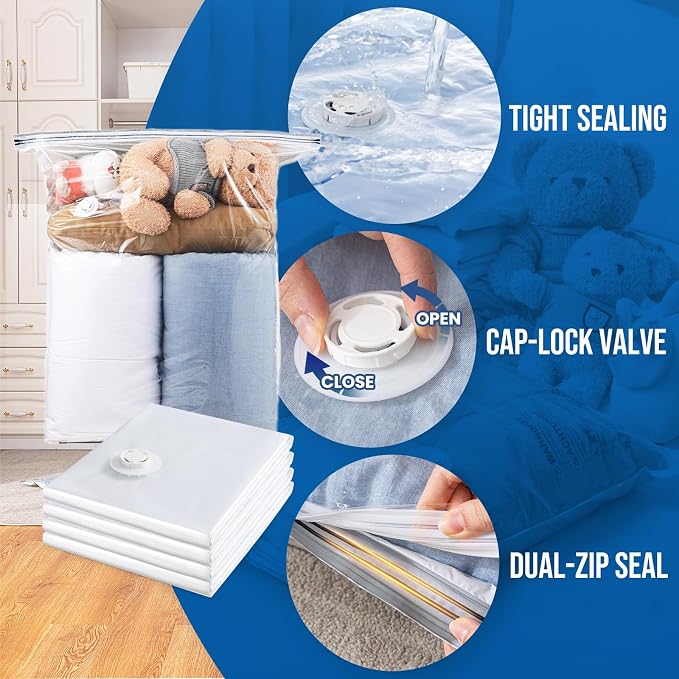 TAILI 8 Pack Vacuum Storage Bags, Jumbo Size (31×40 inch), Vacuum Seal Bags for Clothing, Bulky Bedding, Comforter, Blankets, Pillows, Space Saver Packing