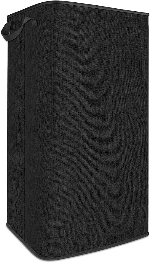 SNIGJAT Extra Large Laundry Hamper, Folding 100L Laundry Basket, Black | Dirty Clothes Hamper for Bedroom, Rectangular Sturdy Laundry Basket for College, Dorm, Towels, Toys