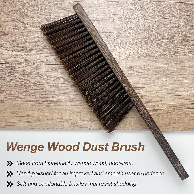 Wood Dusting Brush, Handheld Soft Bristle Cleaning Broom for Furniture, Car, Couch, Bed, Clothes, and More