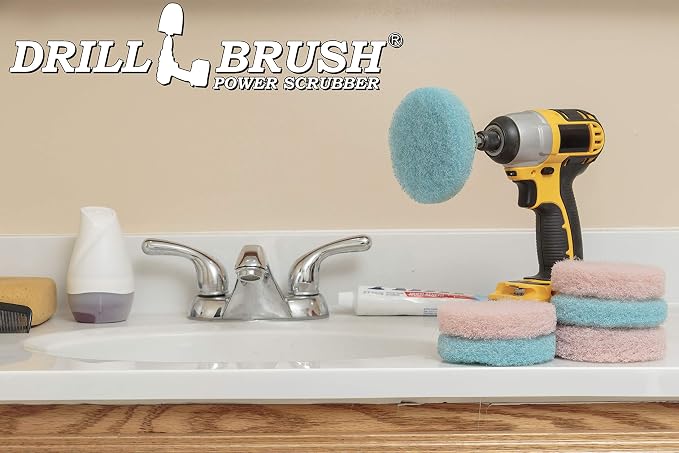 Bath Mat - Bathroom Sink - Hard Water Stain Remover - Shower Door Cleaner | Drill Brush - Cleaning Supplies - Bathroom Accessories - Scrub Pads - Shower Cleaner - Bathtub - Scrubber - Glass Cleaner