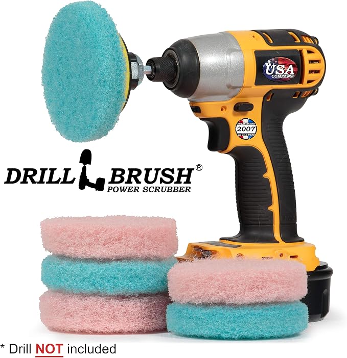 Bath Mat - Bathroom Sink - Hard Water Stain Remover - Shower Door Cleaner | Drill Brush - Cleaning Supplies - Bathroom Accessories - Scrub Pads - Shower Cleaner - Bathtub - Scrubber - Glass Cleaner