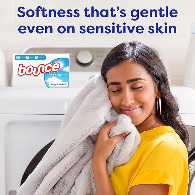 Bounce Free And Gentle Dryer Sheets For Sensitive Skin, Hypoallergenic, Free Of Dyes And Perfumes, Unscented, 330 Count