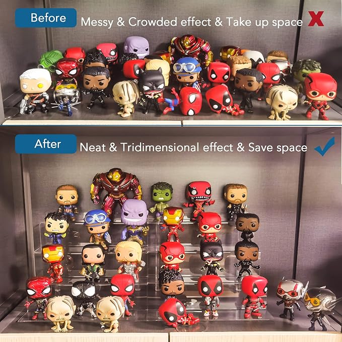 bigantss 9 Inch Acrylic Shelf for Perfume Organizer in 2 Pack, 4 Tier Funko POP Shelves, Cologne Organizer Tiered Riser Display Stand, Acrylic Display for Decoration