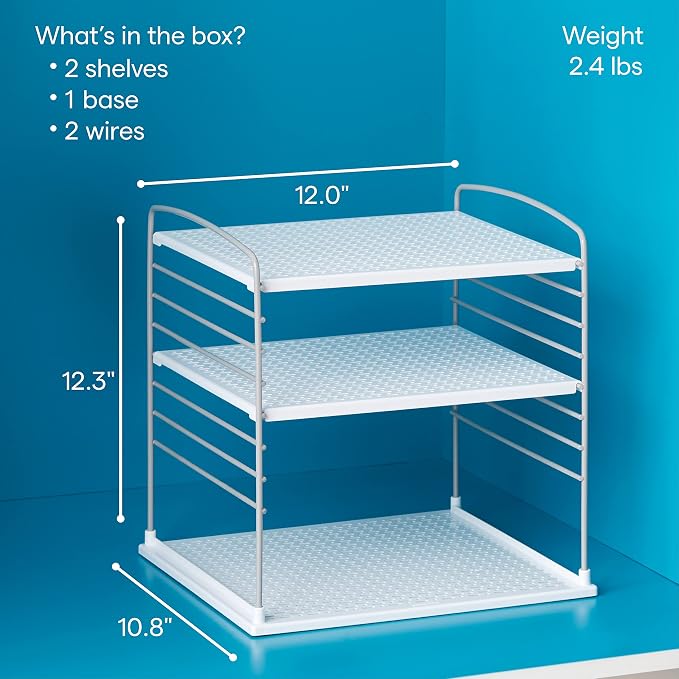 YouCopia UpSpace Cabinet Box Organizer, Adjustable Kitchen and Pantry Shelf for Plastic Wrap and Foil Storage, Extra Large, White (Pack of 6)