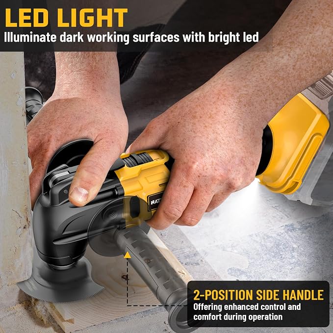 Cordless Oscillating Multi Tool 20V Brushless,Compatible with Dewalt Battery(Tool Only),6 Variable Speed 21000 OPM,Quick Blade Change,Oscillating Power Tools for Wood, Metal, Drywall Cutting