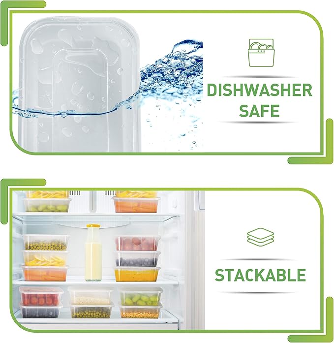 Prep Naturals 25 oz Meal Prep Containers - BPA-Free Food Storage Containers with Lids - Microwave & Freezer Safe Soup Bowls with Lids - Dishwasher Safe Meal Prep Bowls - Pack of 50, Clear