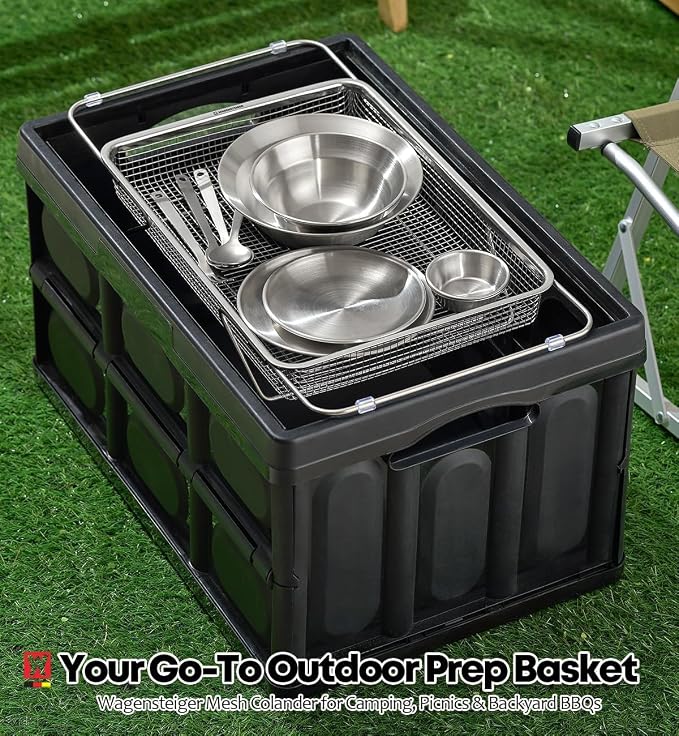 WAGENSTEIGER Extendable Dish Rack with Feet, Vegetable Colander Basket, Stainless Steel Dish or Silverware Drying Rack, Ultimate Kitchen Organizer Over the Sink (12.99 x 9.65 x 2.76 Inches)