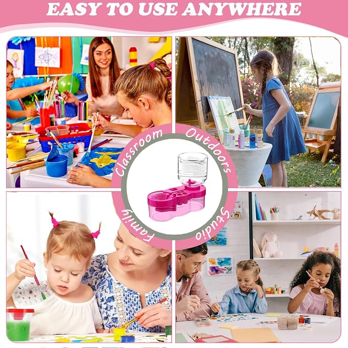 2026 Paint Brush Cleaner Brush Rinser Water Circulation, Brush Cleaner Painting Tool, Water Cycle Paint Brush Rinser With Brush Holder and Palette, Brush Rinser Dispenser for Adults Artist Kid(Purple)