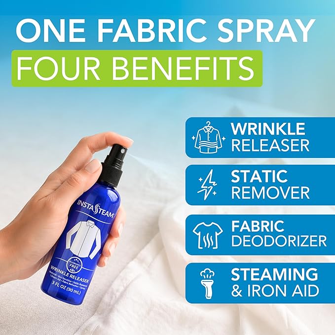 Clothes Wrinkle Release Spray Travel Size - Fragrance Free Wrinkle Release Mist - Fabric Deodorizer, Fabric Softener, & Anti Static Spray - Travel Essentials 3 Fl Oz (Pack of 2)