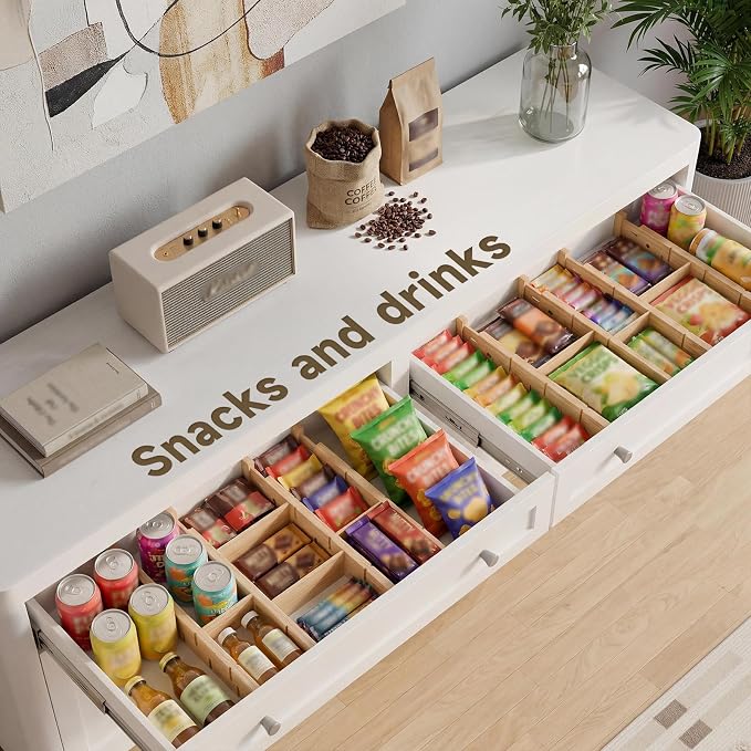 Bamboo Drawer Dividers, Expandable Kitchen Drawer Organizer | Include 4 Dividers, 4 Small Inserts and 4 Medium Inserts for Home, Office, Dressers