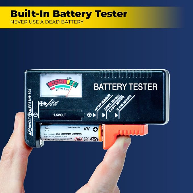 Battery Daddy Storage&Organizer Case w/Tester,Stores&Protects Up to 180 Batteries,Double-Sided,Clear Locking Lid,Secure Latches_&Portable Carrying Handle-Warm Grey (Batteries Not Included) (Pack of 4)