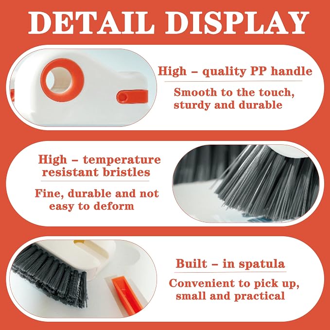 2 in 1 Groove Cleaning Brush,New Window Track Cleaning Tools Multifunction Grout Cleaner Tool with Tweezers and Scraper for Sliding Door Track, Window Seal, Sill (Gray + Orange)