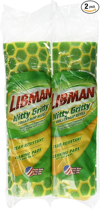 Libman Nitty Gritty Roller Mop Refill pack, 2 Count (Pack of 1)