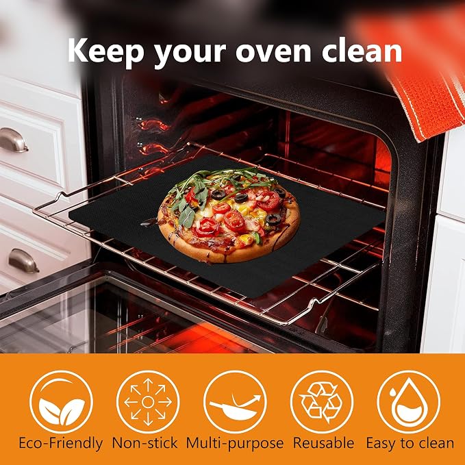 UBeesize 2 Pack XL Thickened Oven Liners for Bottom of Oven, Reusable 17x25 Inch Heavy Duty Non Stick Teflon Oven Mats BPA & PFOA Free, Fit Electric Gas Toaster Convection Microwave Ovens Grills