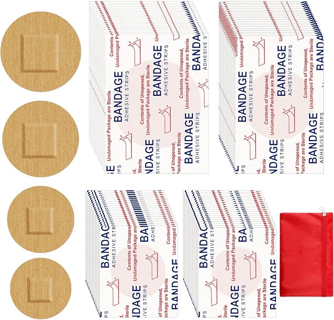 Funtery 400 Adhesive Spot Bandage 4 Sizes Round Flexible Fabric Adhesive Round Tan Non Latex Bandage for Wound Care and Hides Skin Spots Ideal for Small Incisions