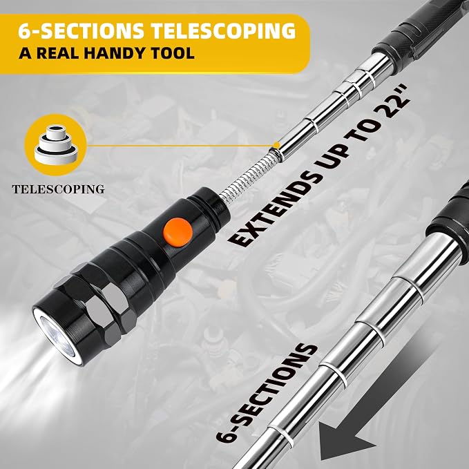 LOCONHA 2 Pack Magnetic Pickup Tool with LED Lights, Telescoping Magnet