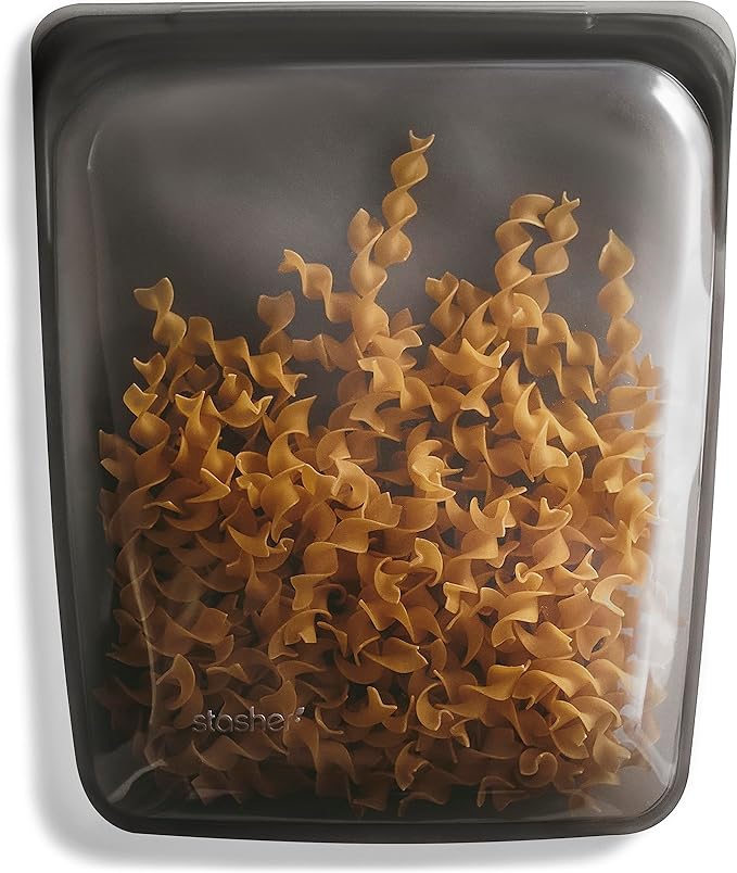 Stasher Silicone Reusable Storage Bag, Half Gallon Bag, Reusable Freezer Bags, Microwave, Dishwasher, Oven Safe, Sous Vide, Premium Lunch Container, Eco Friendly, Food Storage Bags, 64 oz, Black