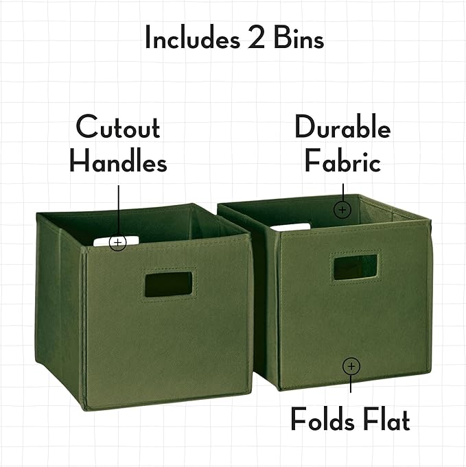 RiverRidge Folding Storage Bins with Handles Olive Cube Storage Organizer for Closet, Bedroom & Playroom - Closet Organizers and Storage Set of 2