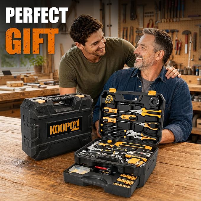 Tool Kit for Home, Basic Tool Set with Magnetic Pickup Tool | For general household and auto repair with storage case and drawer, for homeowners, diy projects, and handyman mechanics
