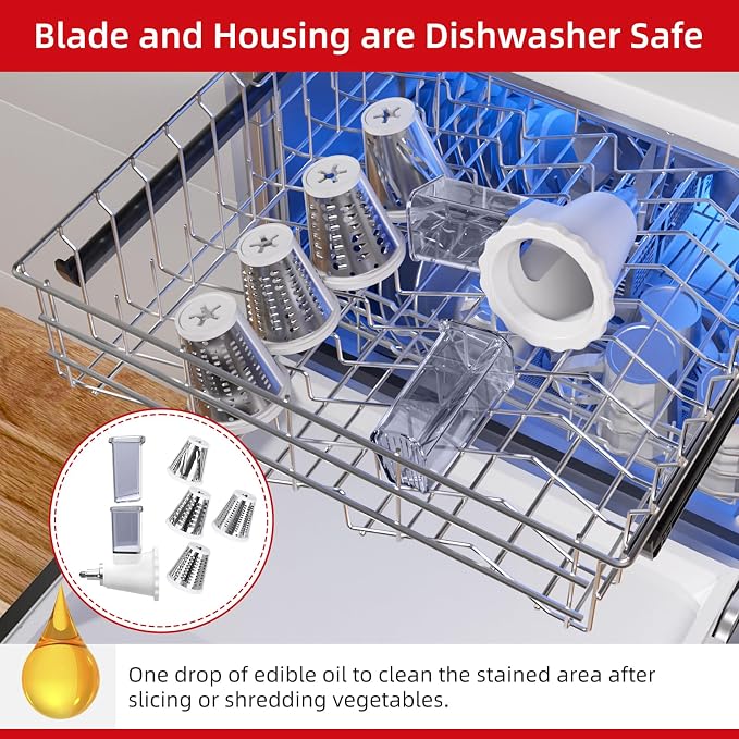 Updated Cheese Grater Slicer Shredder Attachment for KitchenAid Stand Mixers, Salad Machine with Vegetable Slicer, Salad Maker, Food Slicers Slicer Shredder Attachment with 4 Blades Dishwasher Safe