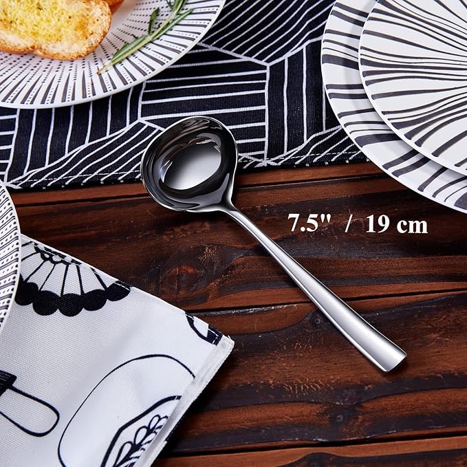 KEAWELL Louis 7.5 Inches Gravy Ladle, 18/10 Stainless Steel Mini Ladle, Dishwasher Safe (2)