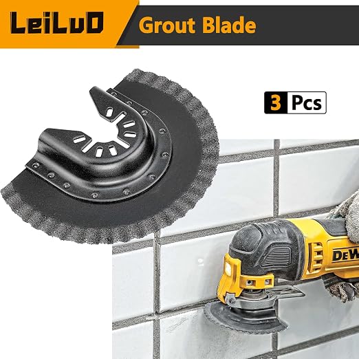 3 Pcs 80MM Carbide Multitool Blades for Grout Removal Universal Oscillating Tool Accessories with Storage Bag Compatible with DeWalt Dremel Milwaukee Makita and More