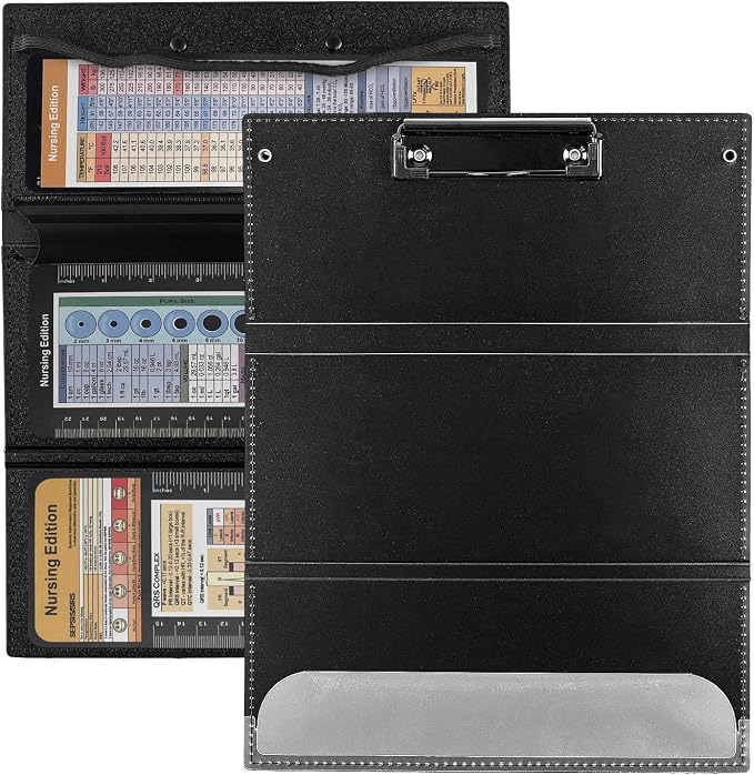 2Packs Nursing Clipboard Foldable, Black Nurse Clipboard for Medical Profession