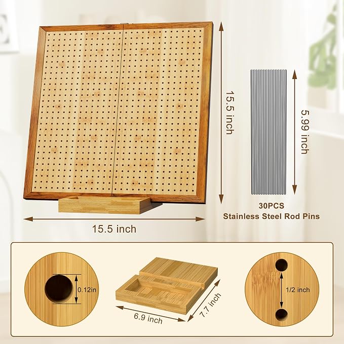 OCPO HOME 15.5" Foldable Crochet Blocking Board with Stainless Steel Pegs | Large Blocking Board for Crocheting, Sturdy Metal Latches, Blocking Boards for Crochet Projects, Gifts for Crocheters