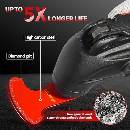 8 Pcs Diamond Oscillating Blades, Swing Diamond Multitool Saw Blades for Grout Removal, Flush Cut, Cleaning Mortar
