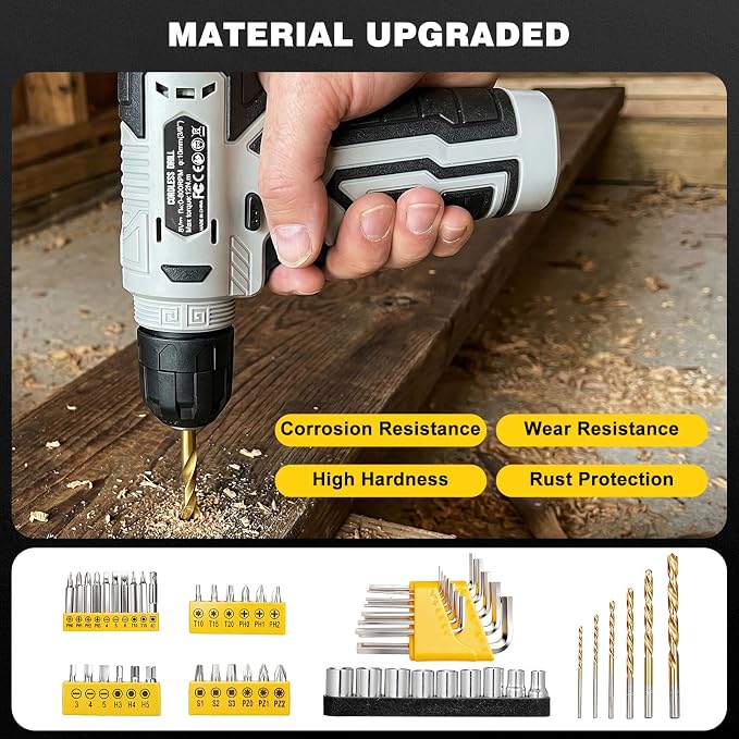 Tool Set, Tool Kit for Home, 8V Cordless Drill Set, 157 PCS Tool Kit with Drill, General Household Hand Tool Box with Storage Case, Power Drill Kit for Women and Men, Home Maintenance and Repairs