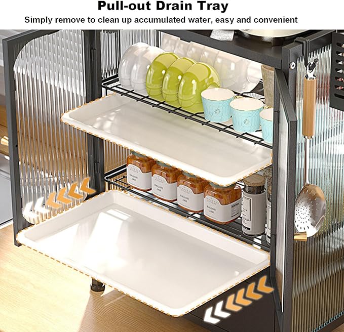 Over The Sink Dish Drying Rack, 3 Tier Large Metal Dish Drying Rack with Cover, Keep Kitchen Sink Shlef Organized Space-Saving Dish Drainer Kitchen Organizer for Dishes and Cutlery, Black