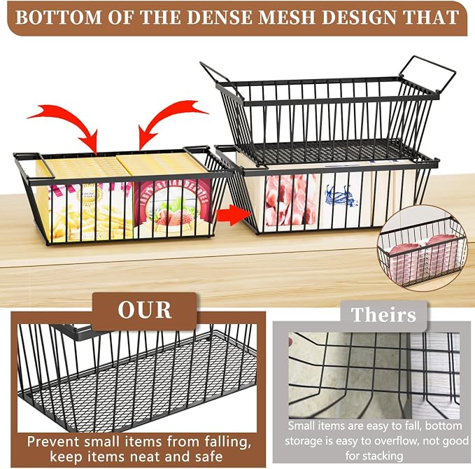 Freezer Organizer Bins ，Enhanced Leak-Proof Bottom，6 Pack Stackable Deep Freezer Organizer Bins for 5 Cu.FT Small Chest Freezer，organization and storage，pantry organizers（for 5 Cu.Ft
