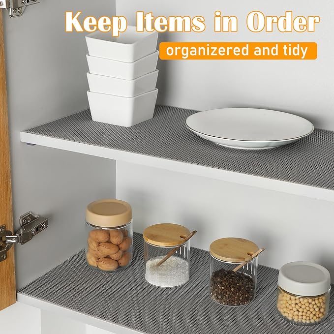 Songrey Non-Slip Shelf Cabinet and Drawer Liner, 23.6IN x 20FT, Cream | No Adhesive Residue, Strong Grip, Thick PVC Mat, for Kitchen Shelves, Bathroom Drawers, Home Essentials, Snip to Fit