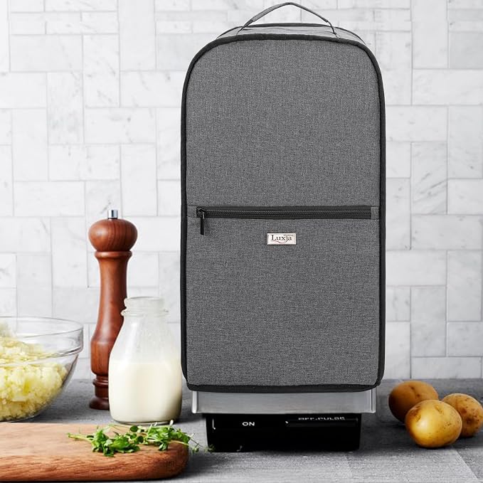 Luxja Food Processor Cover Compatible with Cuisinart and Hamilton Beach 11-14 Cup Processor, Food Processor Dust Cover with Accessories Pockets, Gray