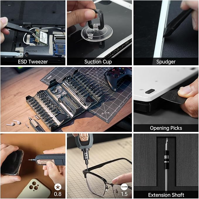 Mini Precision Manual Screwdriver Set,JAKEMY 180 in 1 Laptop Screwdriver Repair Tool Kit,Magnetic Multi-Bit Tiny Manual Screwdriver Bit Kit for DIY,Computer,PS5,Xbox,RC Car,Jewelers,Glasses,Watch,Home