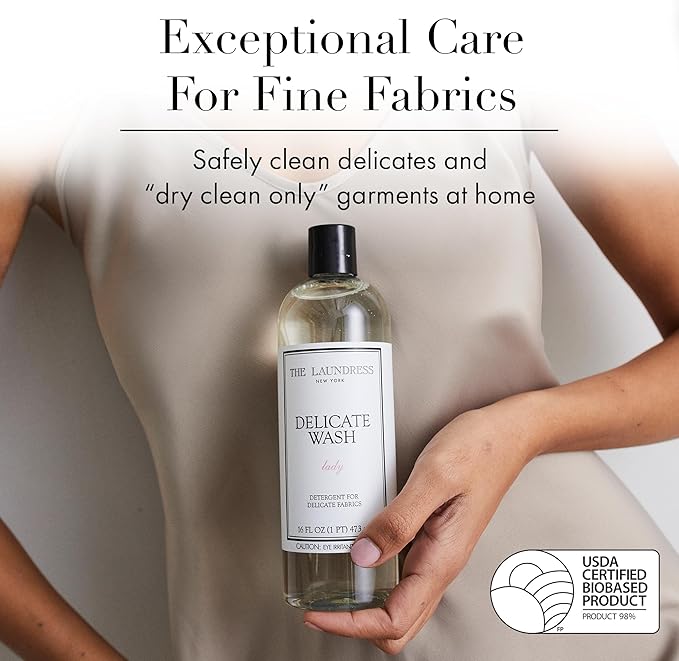 The Laundress Delicate Wash Luxury Liquid Laundry Detergent, 31 Loads, Concentrated Washing Detergent, Lady Scent, Enzyme-Free Hand or Machine Wash Laundry Soap for Silk, Lingerie & More, Pack of 2