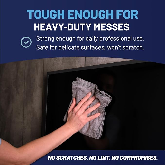 MW Pro Microfiber Cleaning Cloth | Gray | 12 Pack | 16” x 16” | All Purpose Microfiber Towels - Clean, Dust, Polish, Scrub, Absorbent