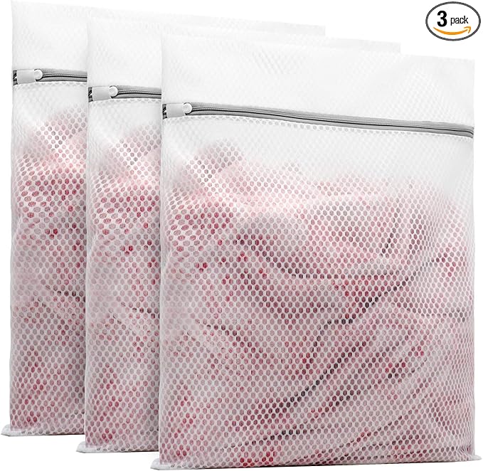 Muchfun 3Pcs Durable Honeycomb Mesh Laundry Bags for Delicates 16x20 Inches | (3 Large)