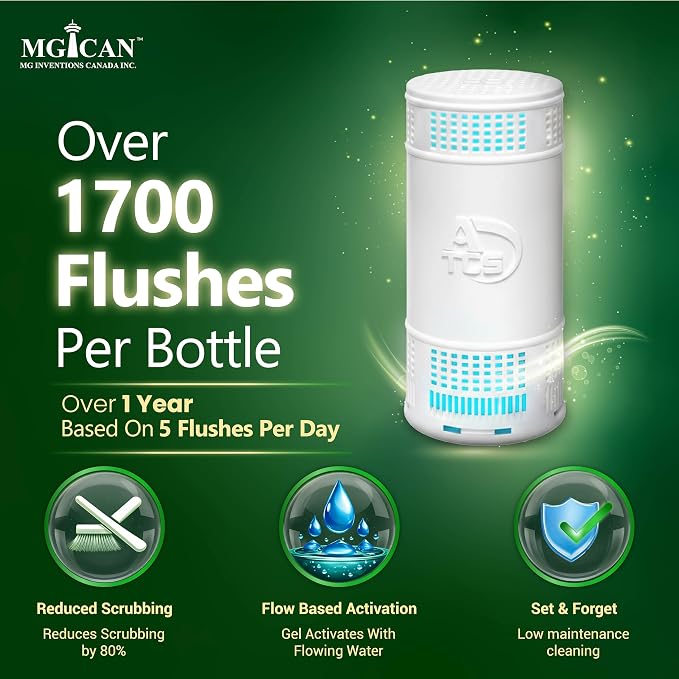 MGICAN Patented Automatic Toilet Bowl Cleaner System (ATCS) 1700+ Flushes - Non Toxic Toilet Bowl Cleaners for Hard Water Stains - UL-Certified Toilet Cleaner 1 Year Supply (3 Pack)